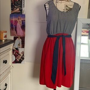 Vintage Anthropologie Striped Top with Red Skirt Dress
